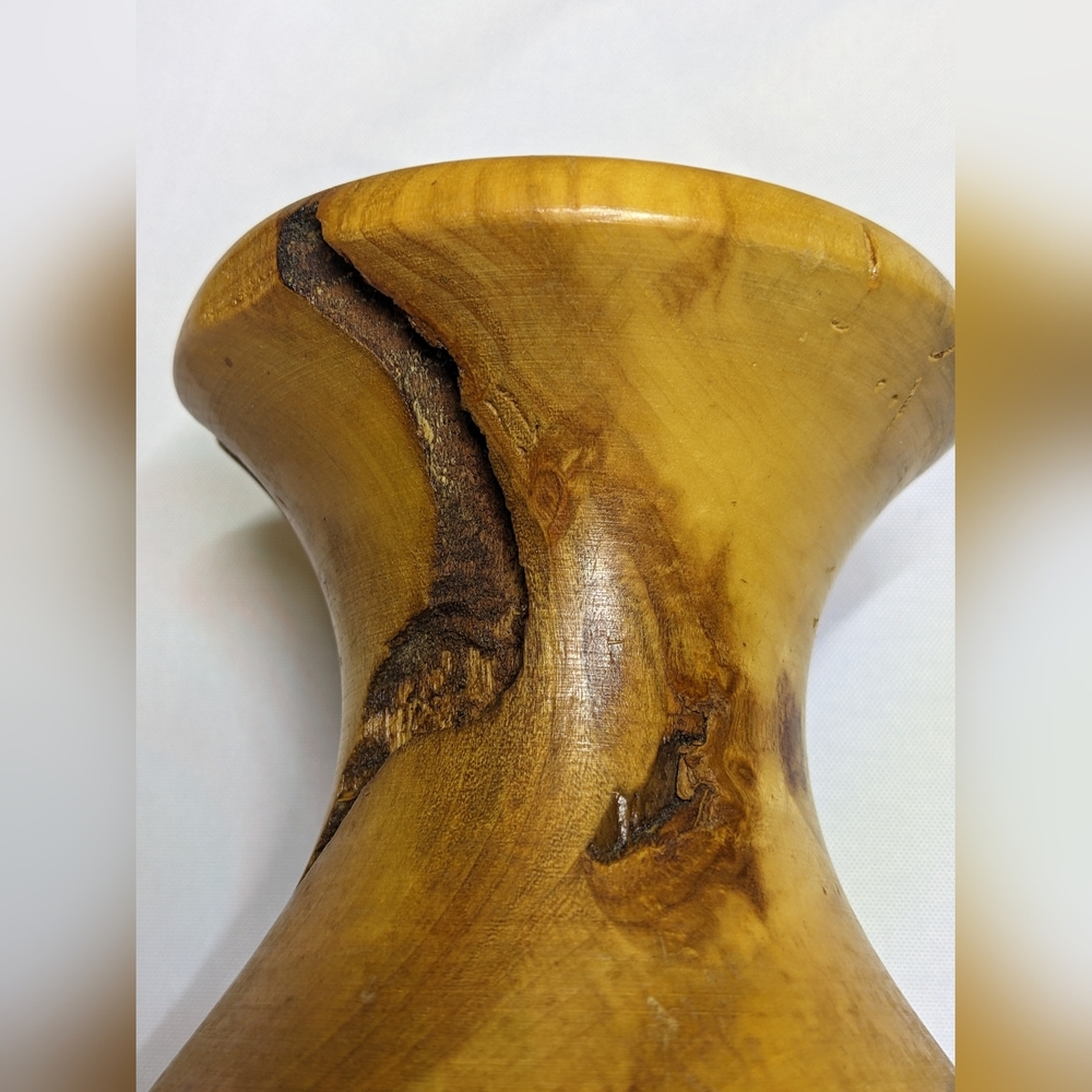 Dave Patton Signed Wood Vase, Lathe Turned Hard Maple?, 9" - Picture 7 of 11